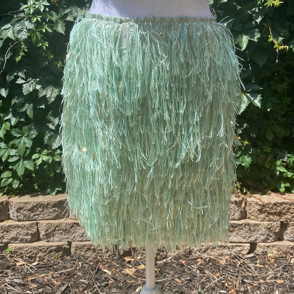 Nasty Gal Hairy Yarn Glitter Mini Skirt in Mint - Picture 5 of 8